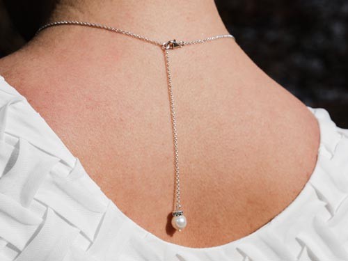 Kette Muschelkernperlen mit Rückenteil, 48 cm