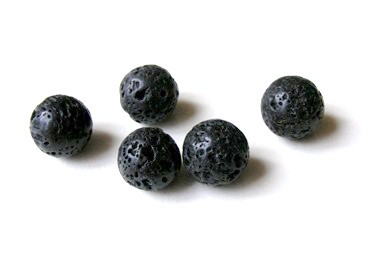 1 Strang Lava, Kugel, 10 mm, schwarz