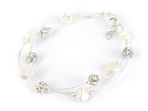 Armband Süßwasserperlen 18 cm, creme