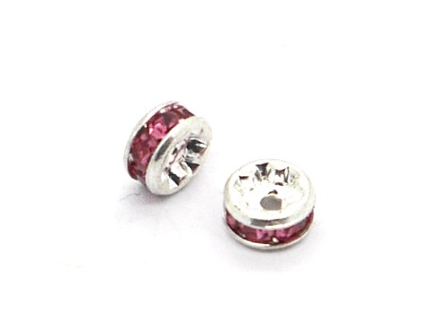 Strass Rondell, 5 mm, silber/rosa