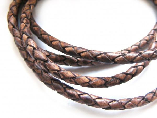 Lederband, 1 m, 3 mm, rotbraun