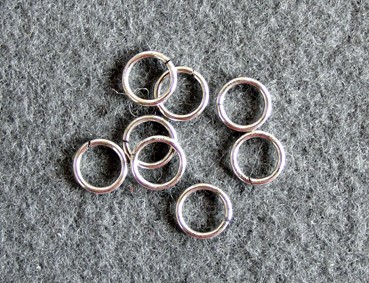 10 Binderinge aus Messing, 8 mm, versilbert