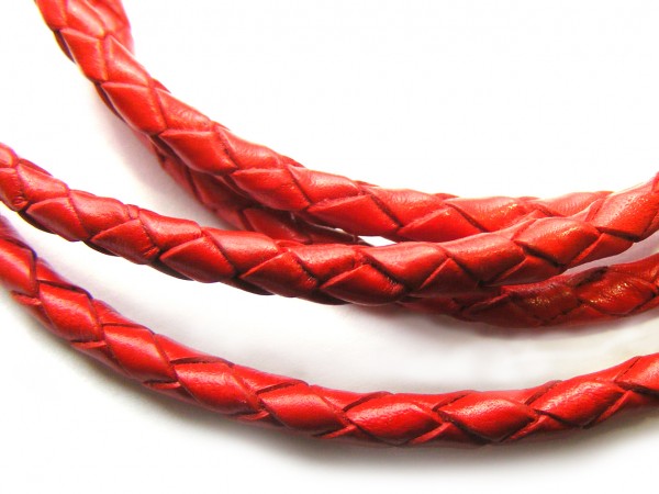 Lederband, 10 cm, 4 mm, rot