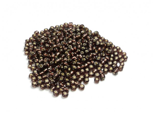 Roccailles, 4 mm, aubergine mit Silbereinzug