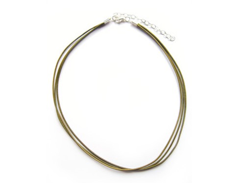 Lederkette dreireihig, 35 cm, oliv