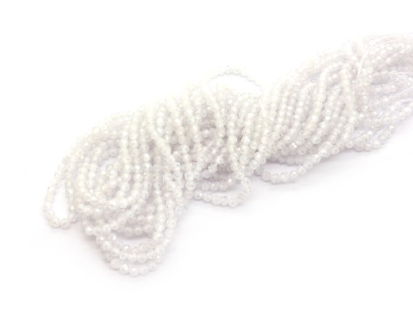 1 Strang facettierte Zirkonia, 3 mm, rund, crystal