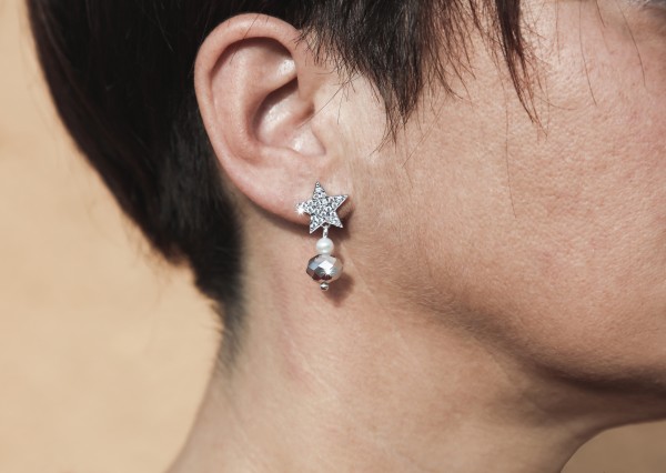 Ohrstecker Stern, rosegold, 925 Silber, 1 Paar