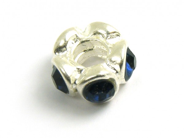 Strass Rondell, 15 mm, silber/blau