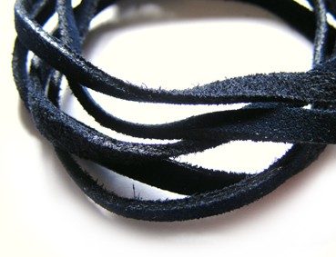 Velourleder, 4 mm, flach, nachtblau