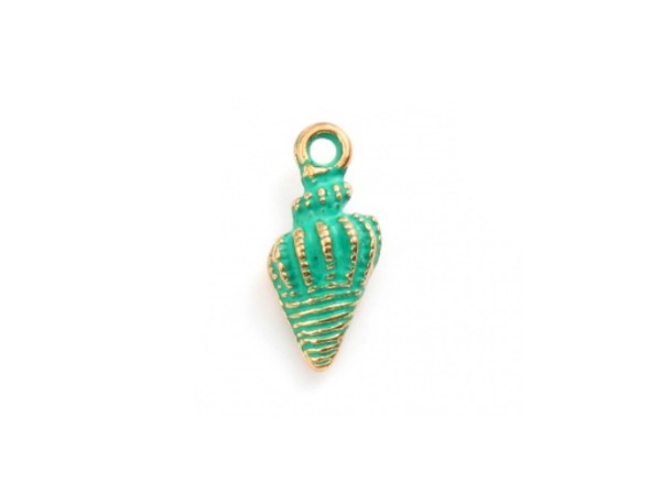 Anhänger/Charm Muschel, 18 mm, gold-mintgrün