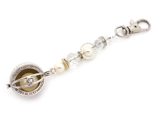 Schlüsselanhänger, 135 mm, creme/silberfarben