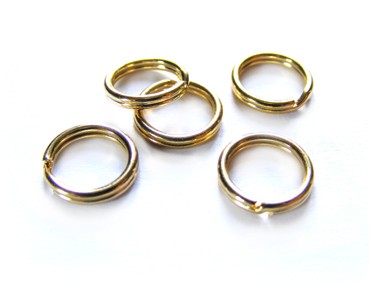 10 Spaltringe, 10 mm, vergoldet