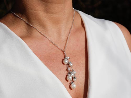 Kette Muschelkernperlen mit Rückenteil, 48 cm