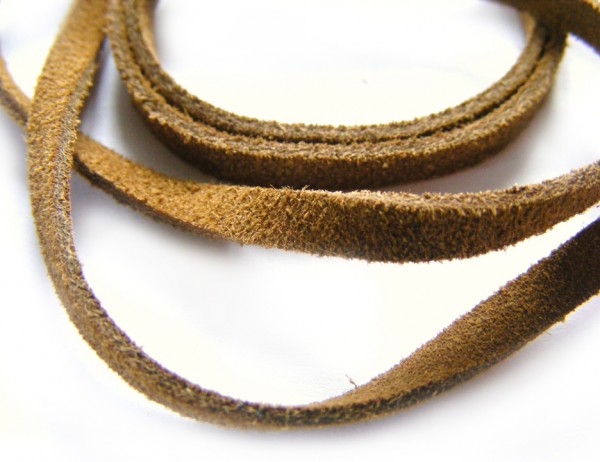 Velourleder, 4 mm, flach, hellbraun