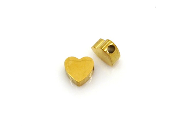 Schiebeperle Herz,10 mm, Edelstahl gold