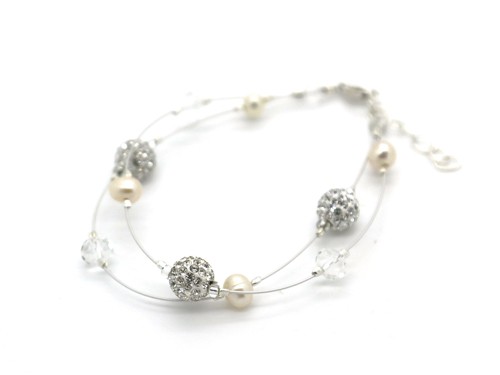 Armband Shamballa 18 cm, transparent