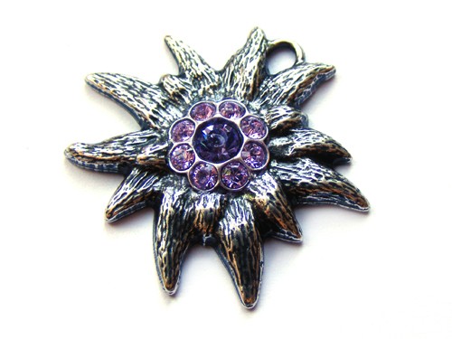 Edelweiß mit Swarovski®, 33 mm, flieder