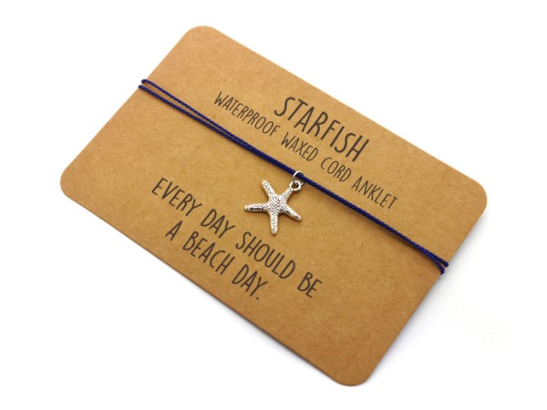 Armband/Fußband Seestern, dunkelblau/silberfarben