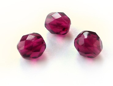 15 Stk. Kugeln, 8 mm, weinrot, facettiert