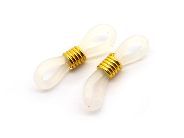 Brillenband-Gummi, 20 mm, 1 Paar, transparent/gold