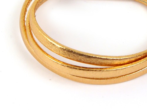 Lederband, 10 cm, 3 mm, gold/rose metallic