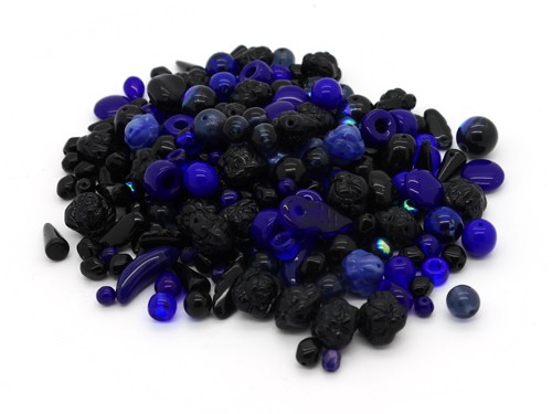 Perlenmischung, 100 g, blau/schwarz