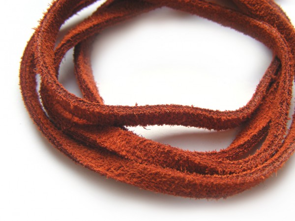 Velourleder, 4 mm, flach, rost