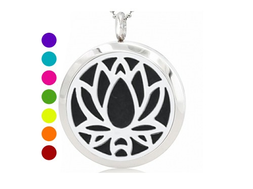 Medaillon zum Aufklappen, Lotusblume, 30 mm, Edelstahl
