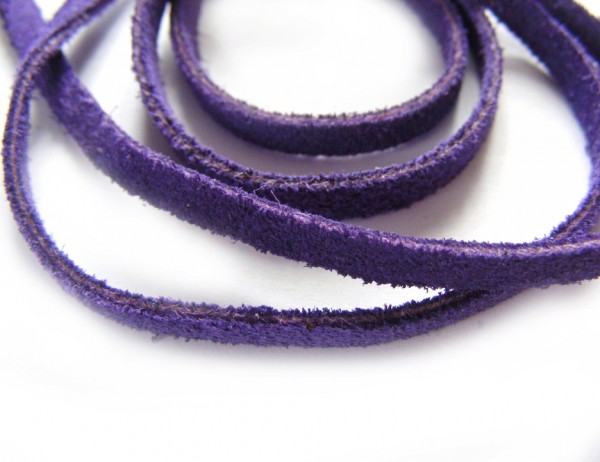 Velourleder, 4 mm, flach, lila/violett