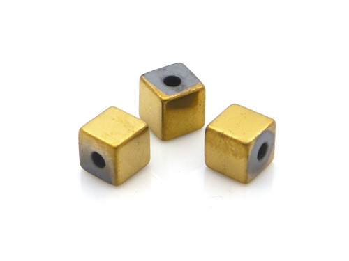 Würfel, Hämatit, 6 mm, gold metallic