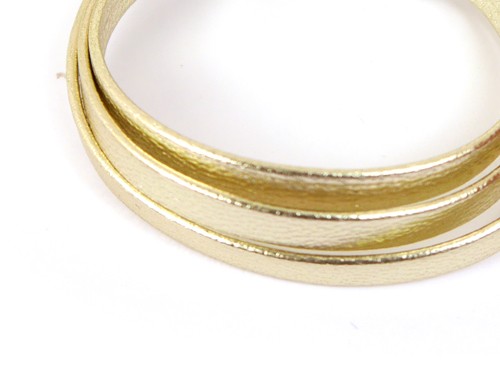 Lederband, 10 cm, 5 mm, goldmetallic