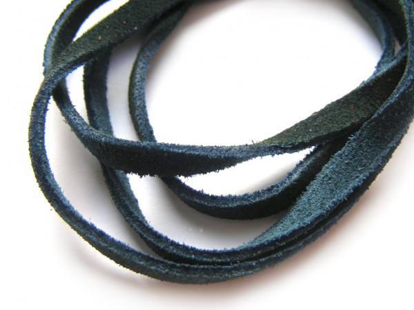 Velourleder, 4 mm, flach, dunkles petrol