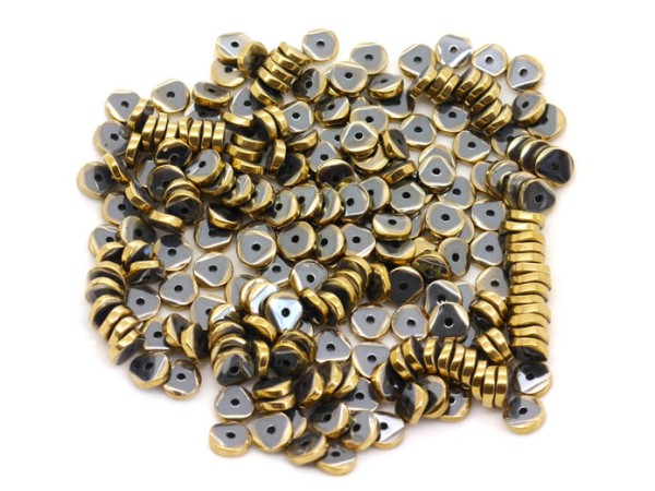 1 Strang Hämatit-Scheiben, gewellt, 6 mm, gold