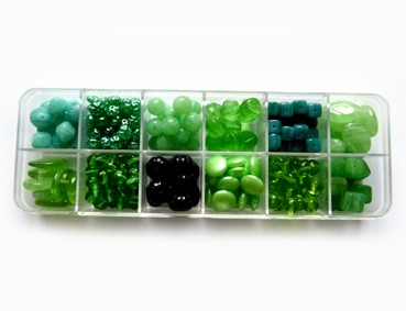 Perlen-Set, Glas, grün