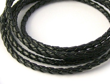 Lederband, 1 m, 3 mm, schwarz