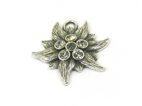 Edelweiß mit Swarovski®, 24 mm, grau
