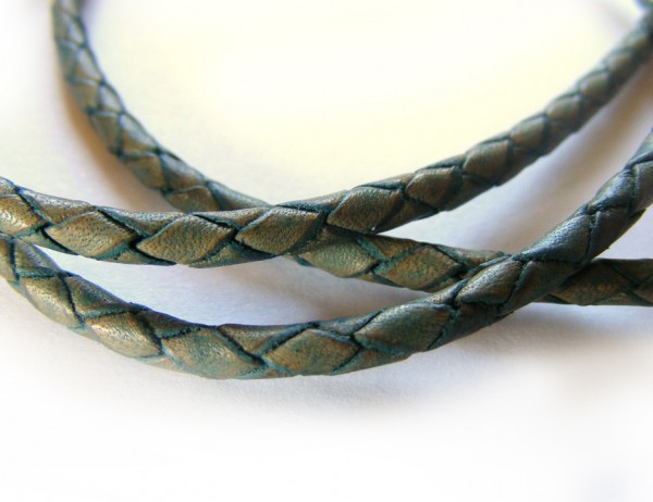 Lederband, 1 m, 3 mm, blaugrün