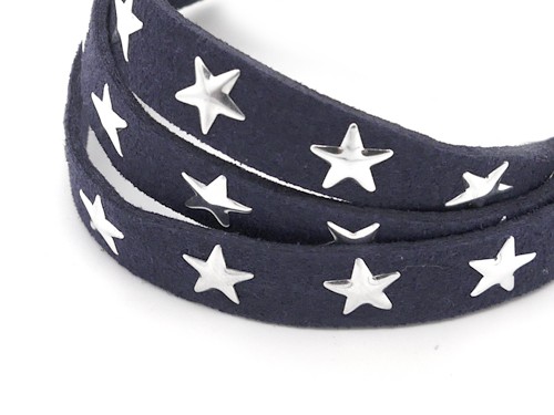 Textilband mit Sterne, 10 cm, 10 mm, dunkelblau
