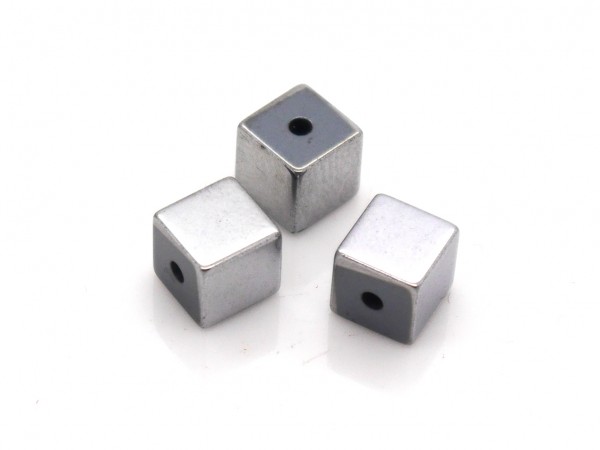 Würfel, Hämatit, 6 mm, silber metallic