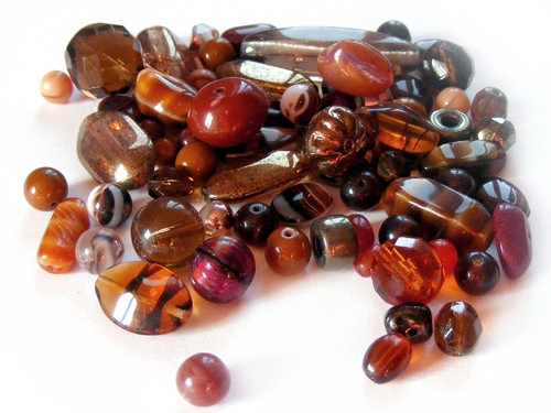 Perlenmischung, 100 g, braun metallic