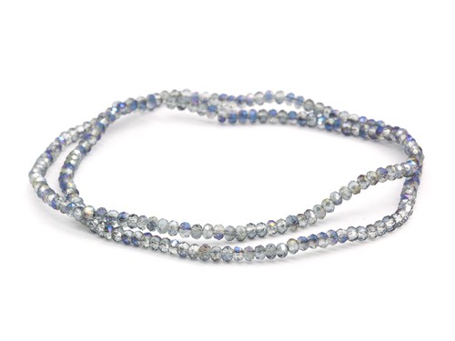 1 Strang Glasschliffperlen, 2 mm, hellblau-irisierend