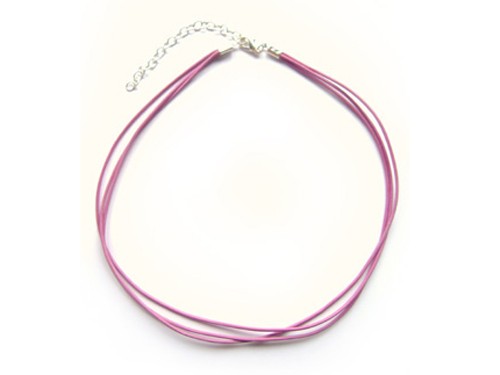 Lederkette dreireihig, 35 cm, rosa