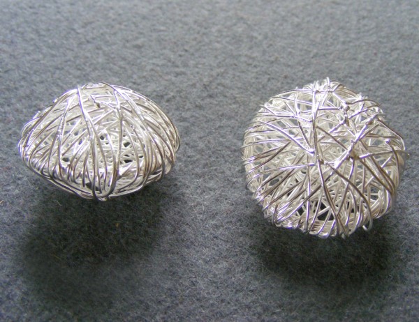 Wickelperle Diskus, 28 mm, versilbert