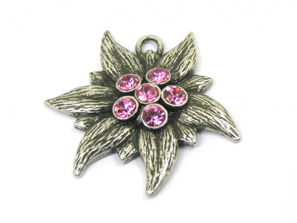 Edelweiß mit Swarovski®, 35 mm, pink