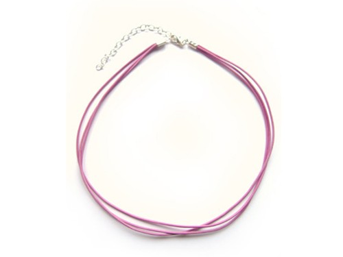 Lederkette dreireihig, 42 cm, rosa