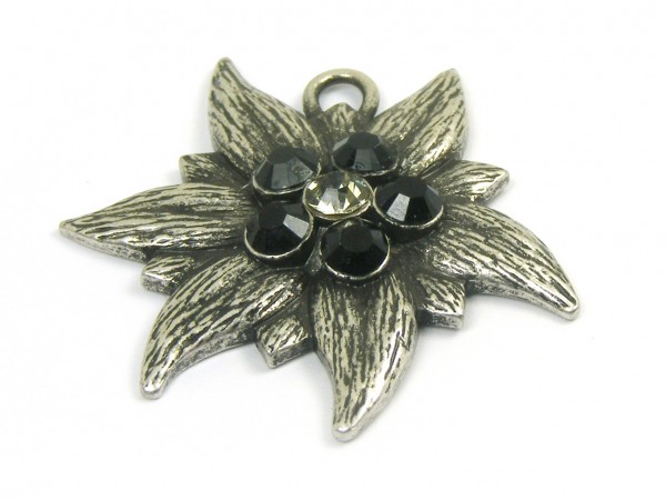 Edelweiß mit Swarovski®, 35 mm, schwarz
