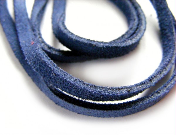 Velourleder, 4 mm, flach, blau