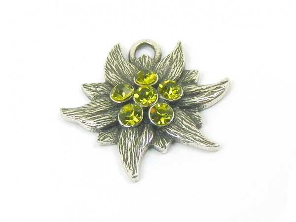 Edelweiß mit Swarovski®, 24 mm, oliv