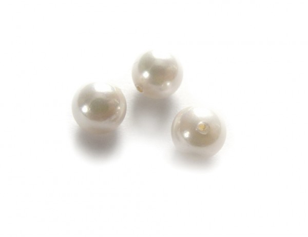 1 Strang Muschelkernperlen, 4 mm, perlweiß