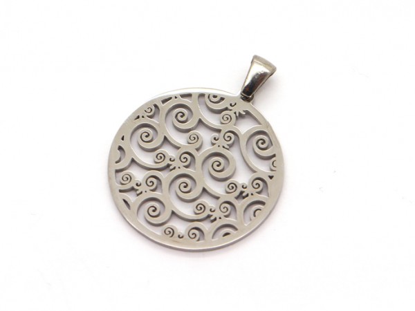 Anhänger, 28 mm, Edelstahl, silberfarben